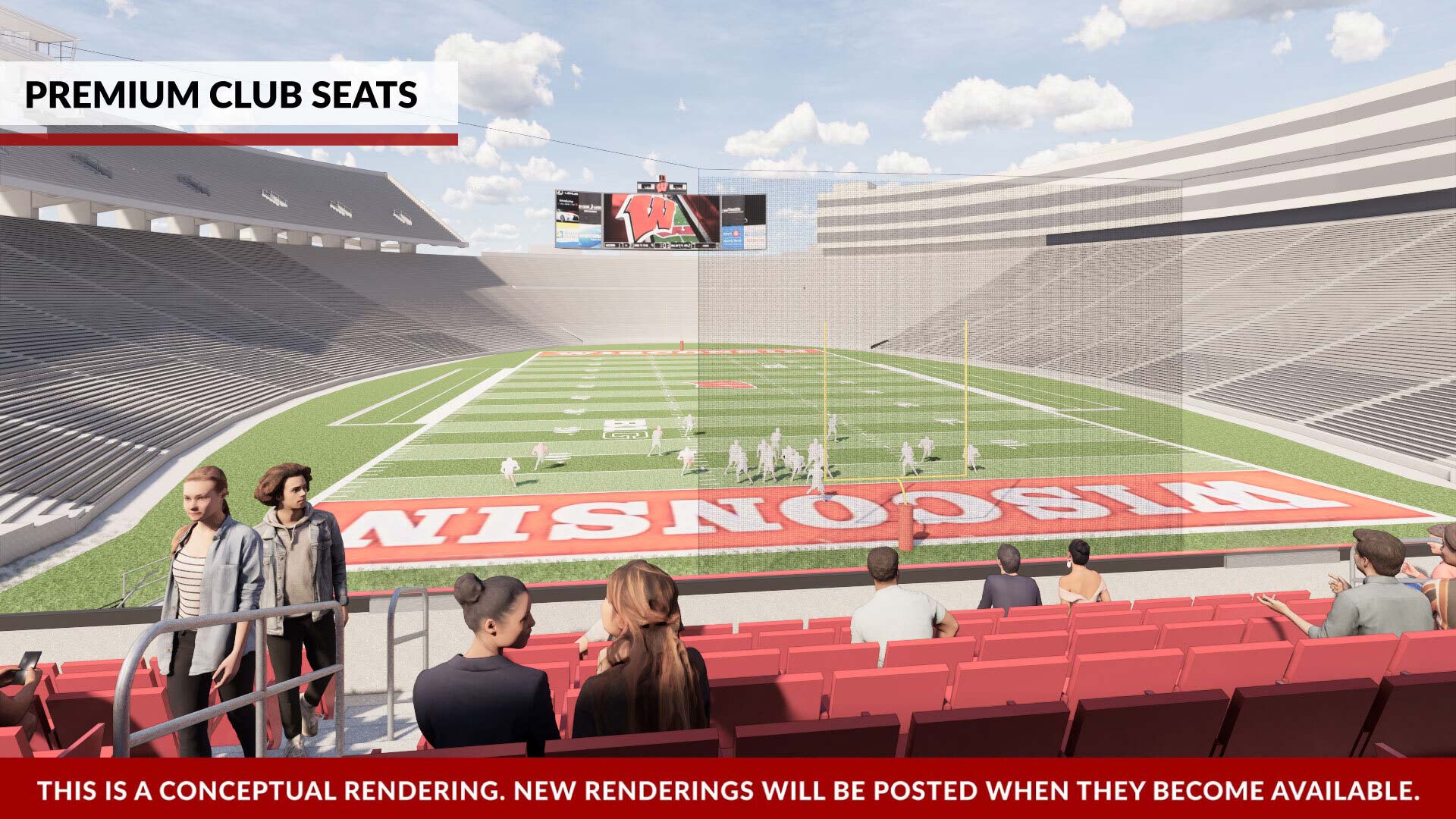 A render of a view of the field from the premium club seats.