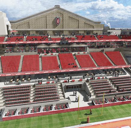 A rendering view from the sky of what the front will look like after construction is finished.
